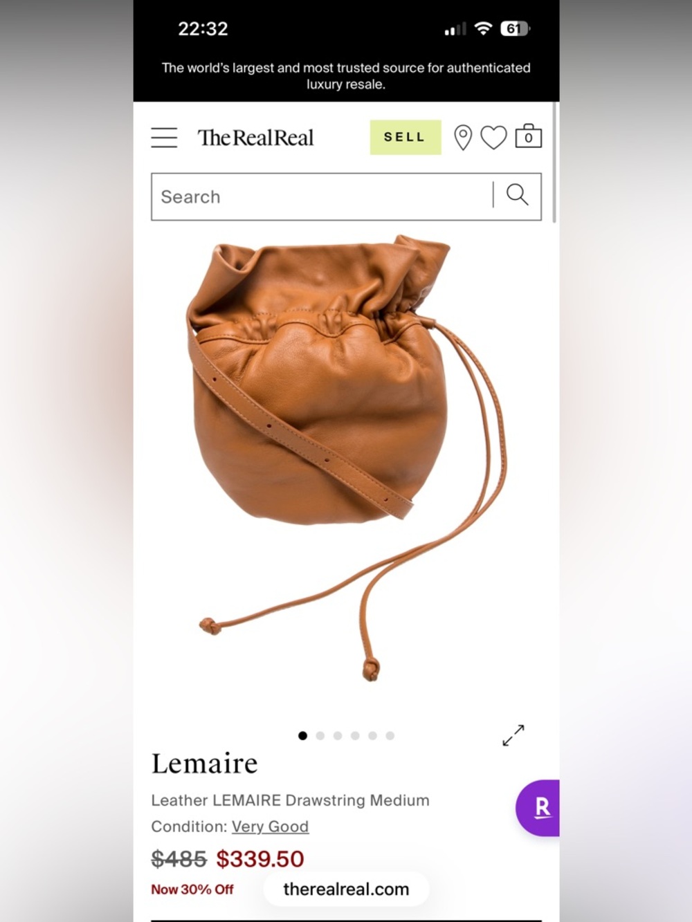 LEMAIRE Glove Purse Bag - Brown, lambskin